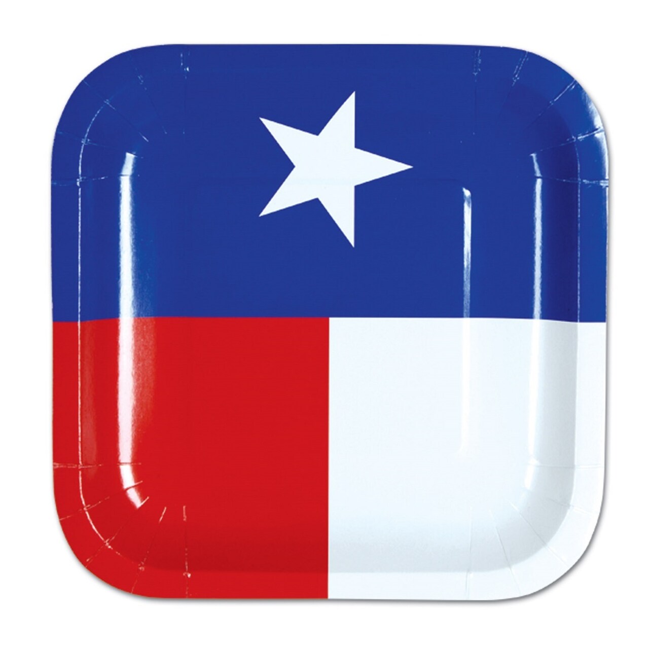 Party Central Club Pack of 96 Blue and Red Disposable Texas State Flag Paper Party Banquet Dessert Plates 7"